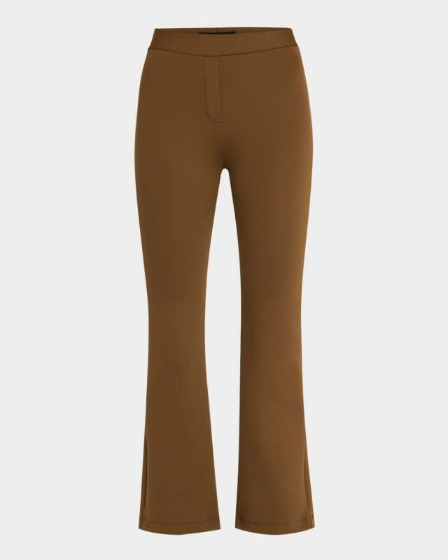 Mid-Rise Neoprene Kickflare Crop Trousers